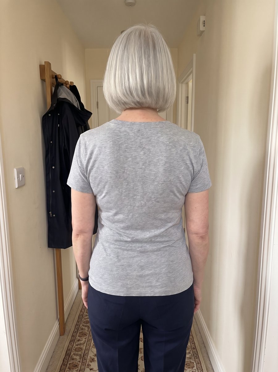 Carol M. from behind with the Freeform tank underneath: the back is smooth
