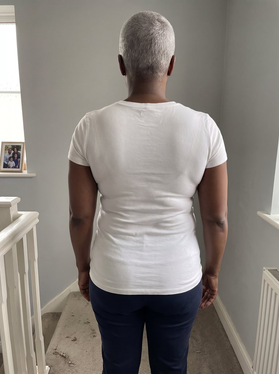 Gloria B. from behind with the Freeform tank underneath: the back is smooth