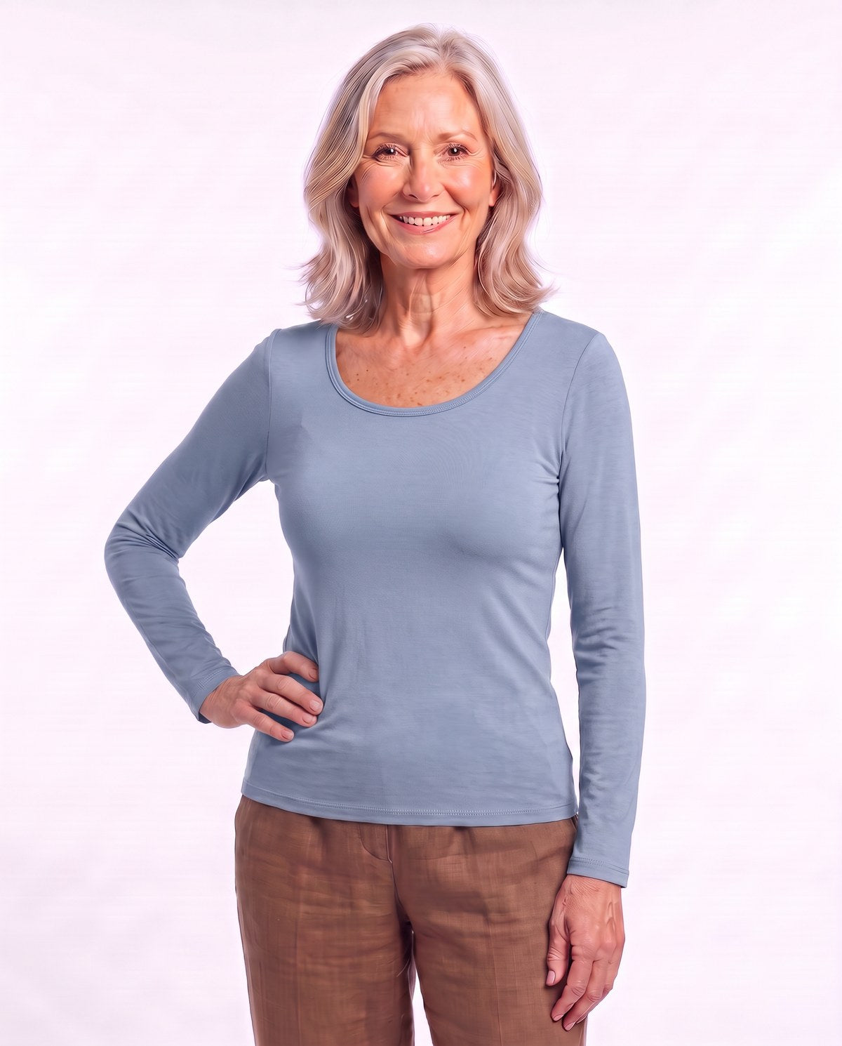 Freeform Long-Sleeve Top in Blue