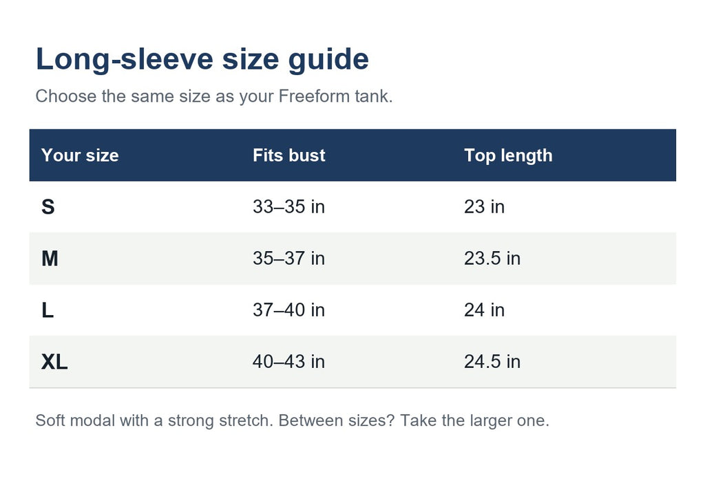 Long-sleeve size guide