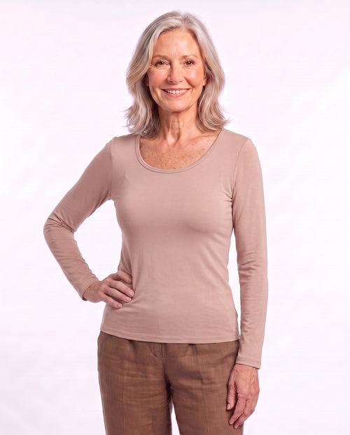 Freeform Long-Sleeve Top in Nude