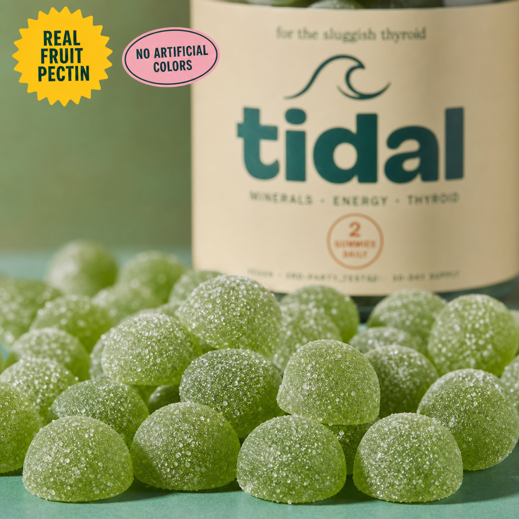 Macro of sea-glass green TIDAL gummies