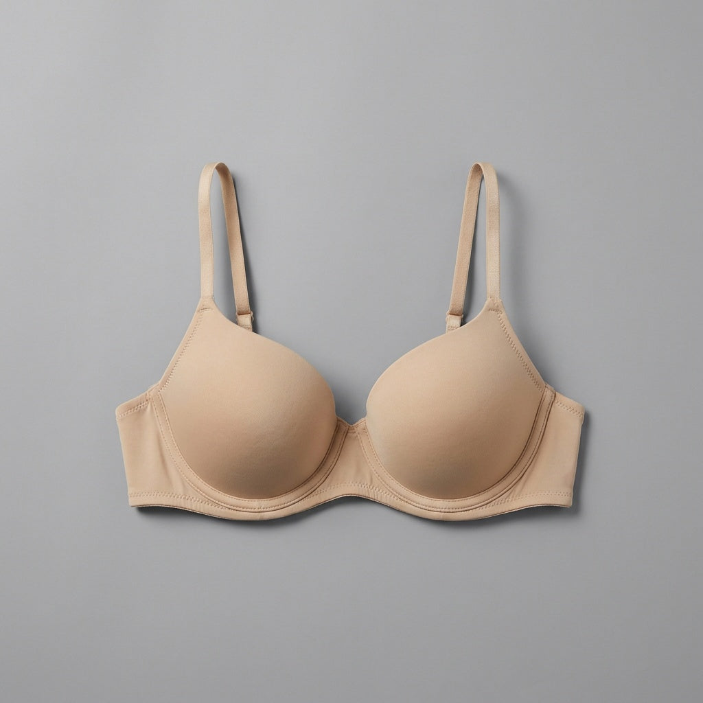 A beige underwire bra