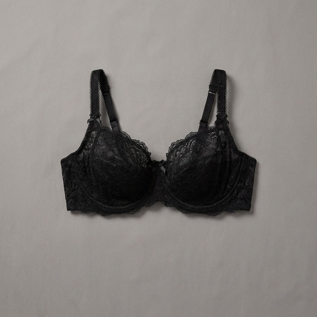 A black lace bra