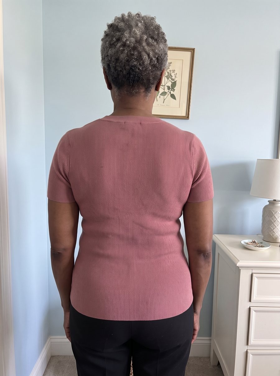 Denise W. from behind with the Freeform tank underneath: the back is smooth