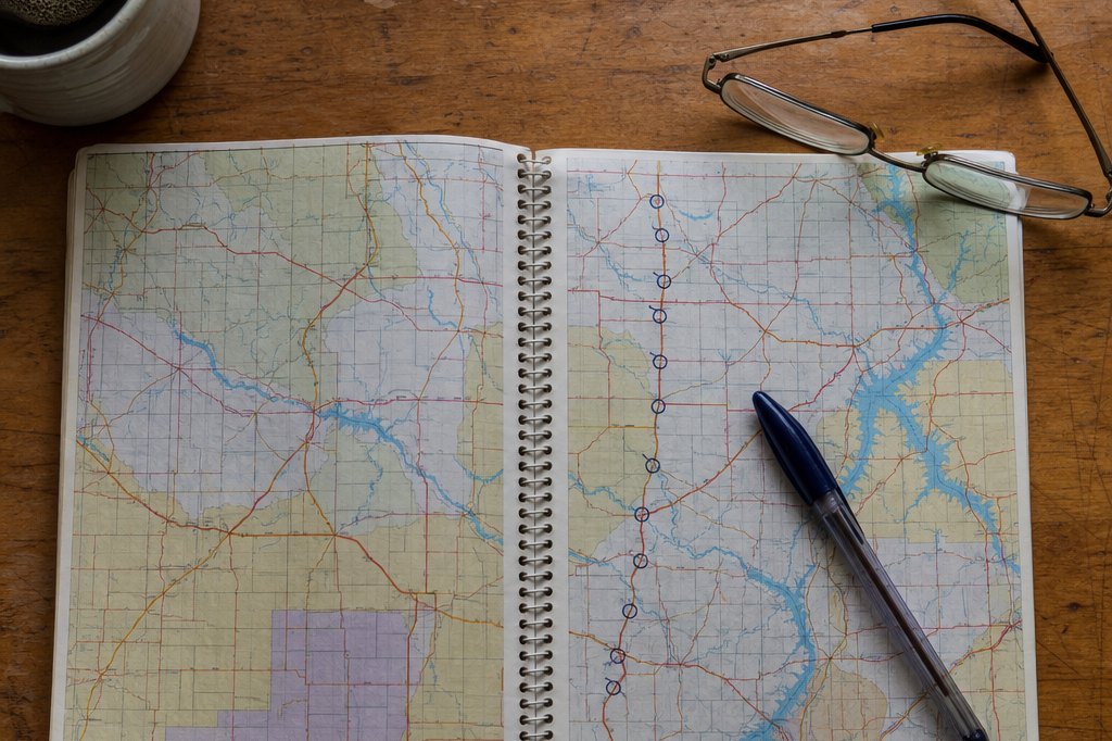 The atlas is still in the drawer with his marks in it.