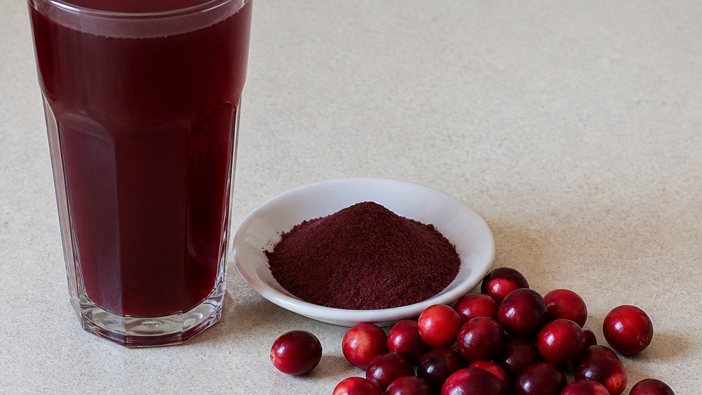 A standardised extract concentrates the proanthocyanidins. A supermarket carton is mostly water and apple concentrate, often under 5% cranberry, carrying twenty-something grams of sugar to make it drinkable.