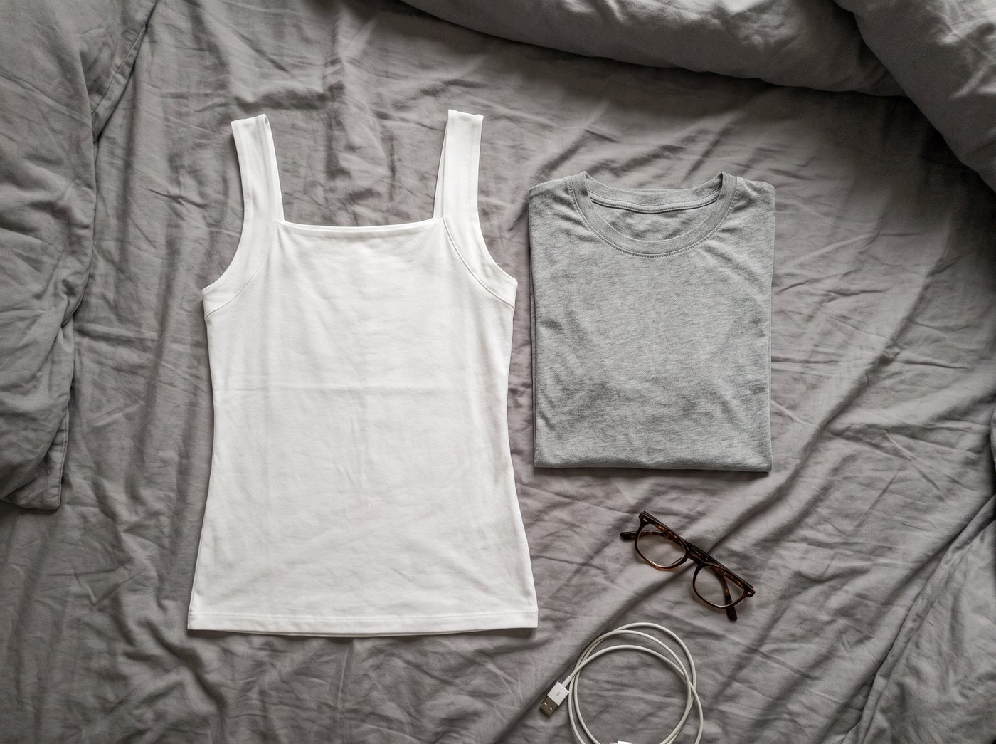 The tank laid next to a T-shirt
