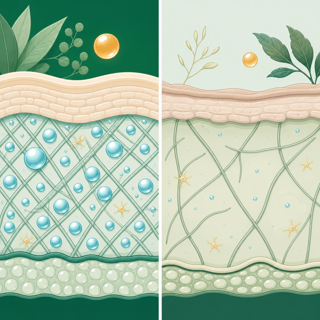 Well-hydrated dermis beside a depleted one